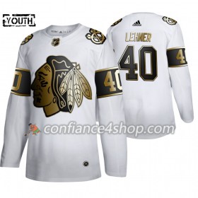 Adidas Maillot de Hockey Chicago Blackhawks Robin Lehner 40 Adidas 2019-20 Golden Edition Blanc Authentic - Enfant
